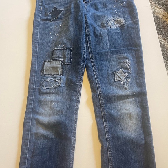 Arizona Embellished Blue Jeans with Star Patches - Picture 1 of 7